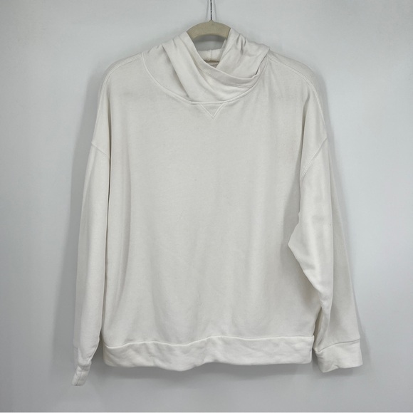 Fabletics Cowl-Neck Long Sleeves White Pullover Hooded Athletic Sweatshirt - Picture 2 of 10